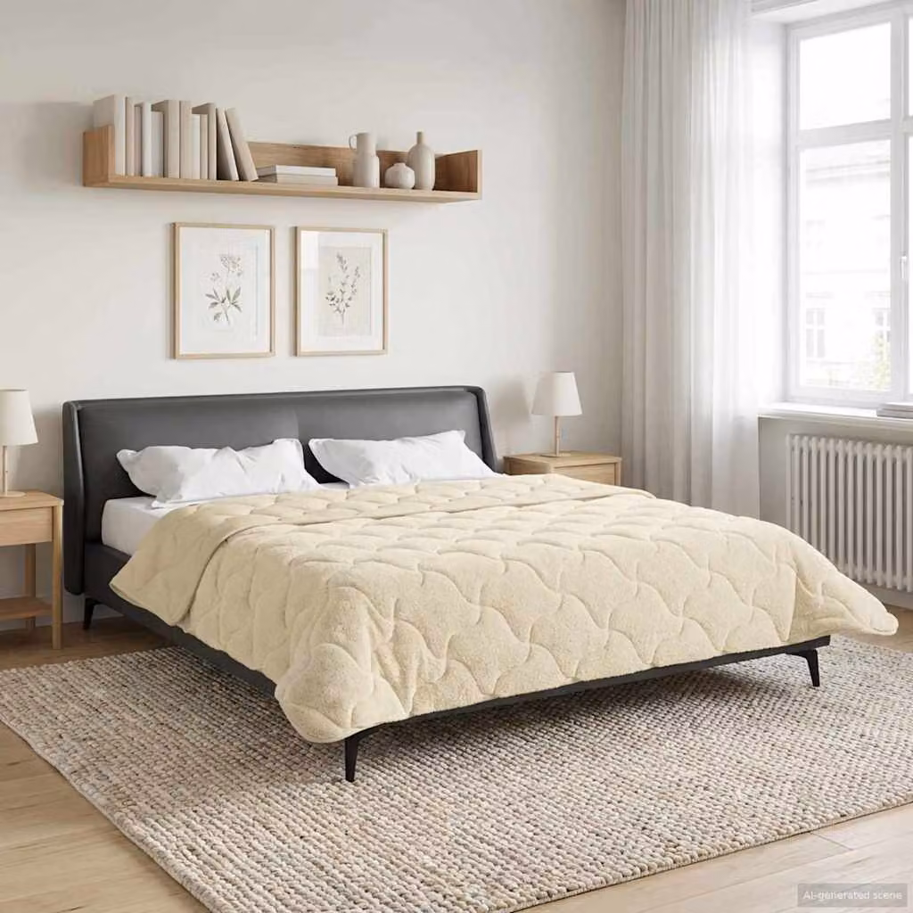 Piumino estivo reversibile vidaXL in microfibra traspirante, beige, L: 220 cm x P: 260 cm