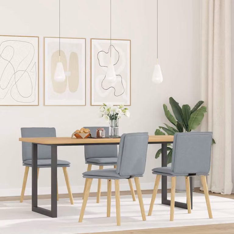 Set di 4 sedie da pranzo vidaXL in tessuto grigio con struttura in legno e metallo per soggiorno e cucina