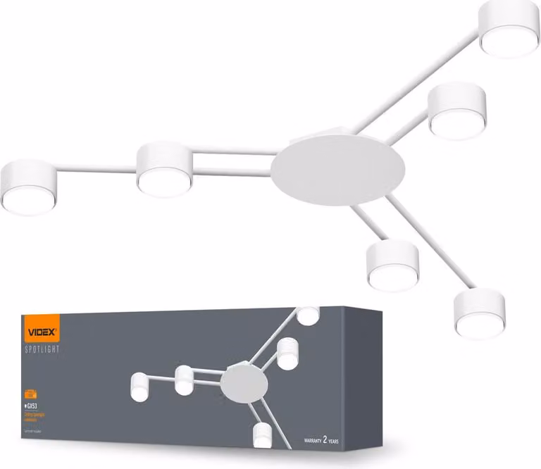 Plafoniera VIDEX per 6 lampadine GX53 VL-SPF21B-W