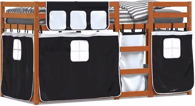 Letto singolo | Letto per adulti | Letto a Castello senza Materasso Bianco e Nero 80x200cm in Pino