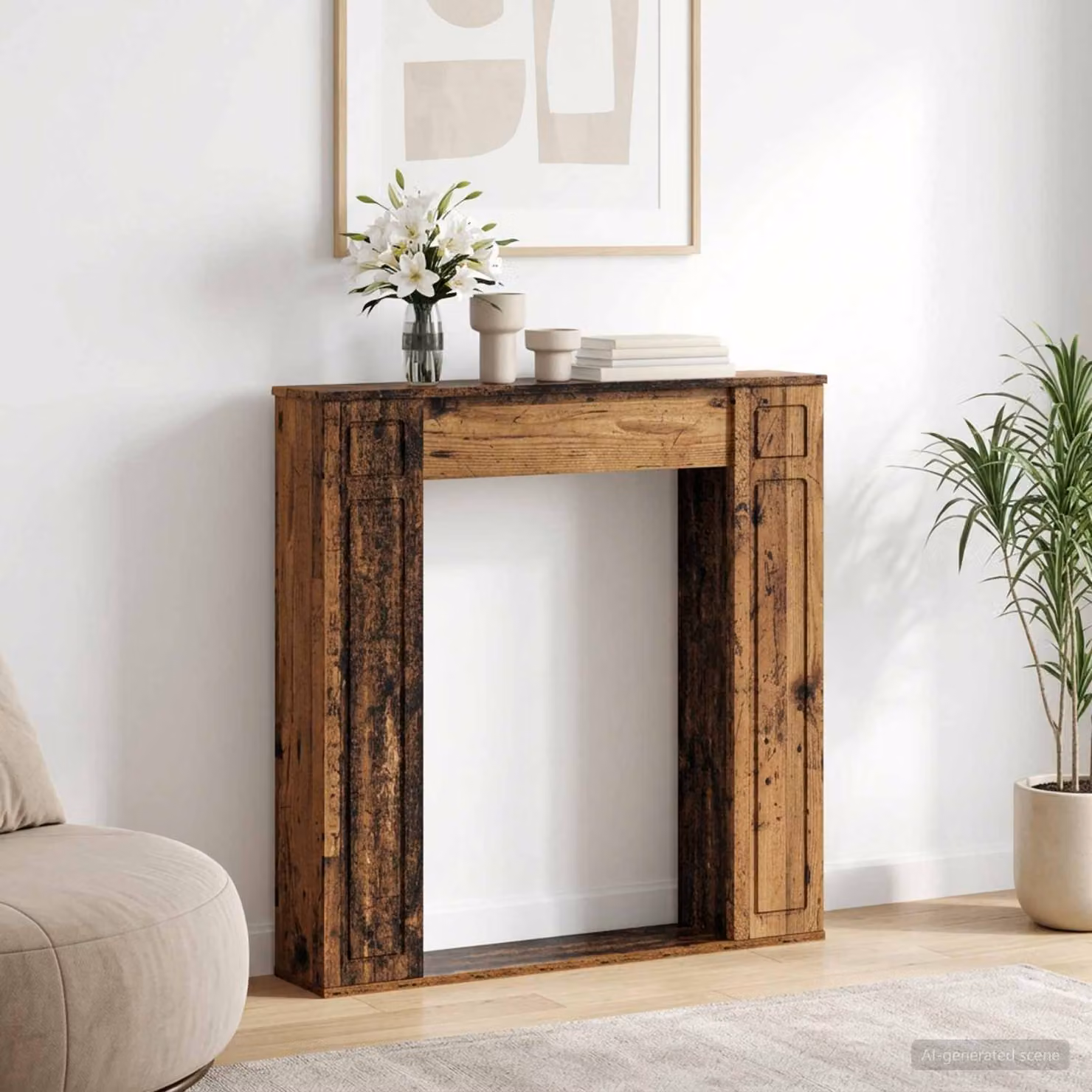 Cornice per camino vidaXL in legno color marrone, stile moderno, L 100 cm x P 20 cm x H 100 cm