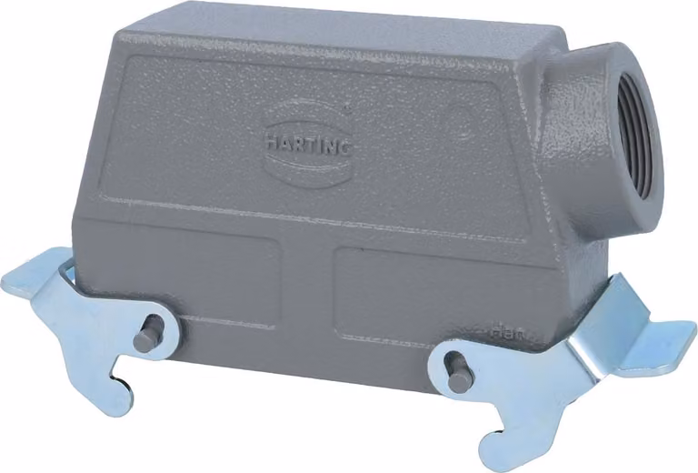 HARTING Han 24B Custodia tubolare alta, 1xPG21 uscita cavo laterale, con 2 staffe trasversali Vite PG21 Area di serraggio