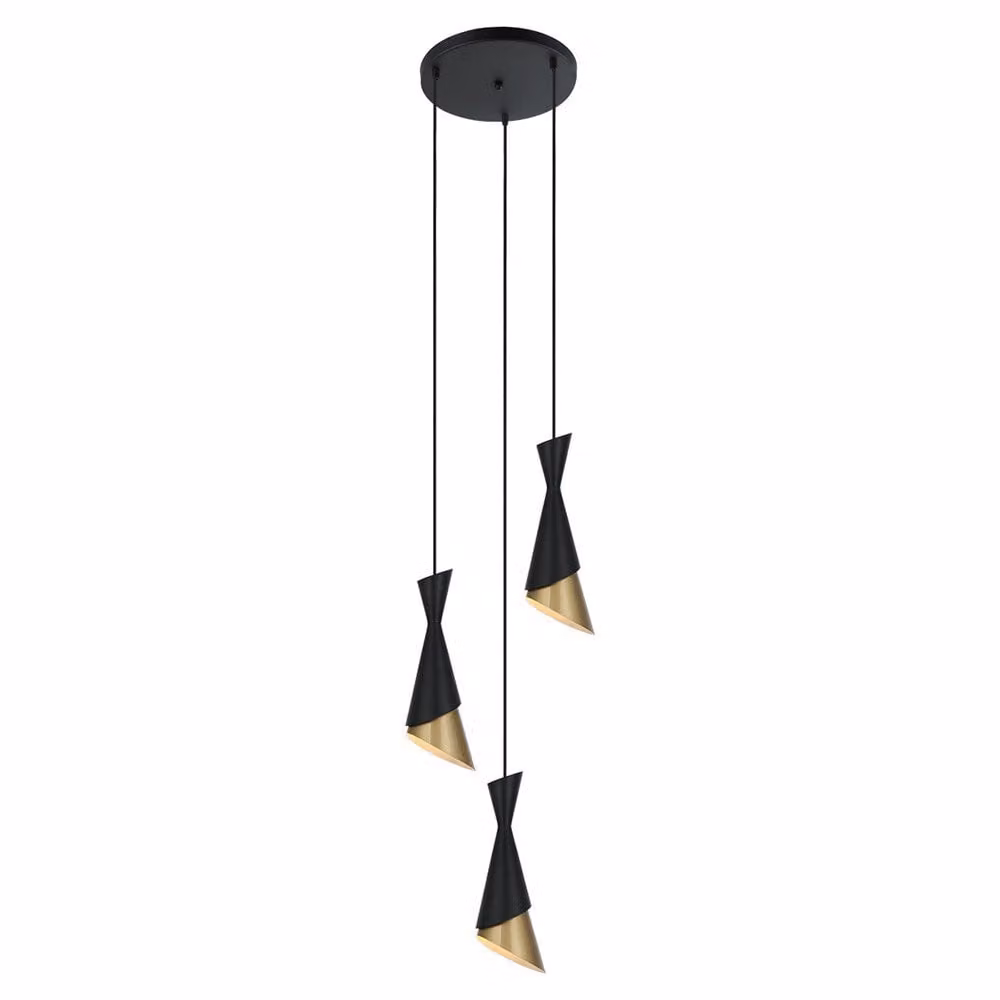 Italux Malia lampadario moderno nero PND-85949-3 BK+GD