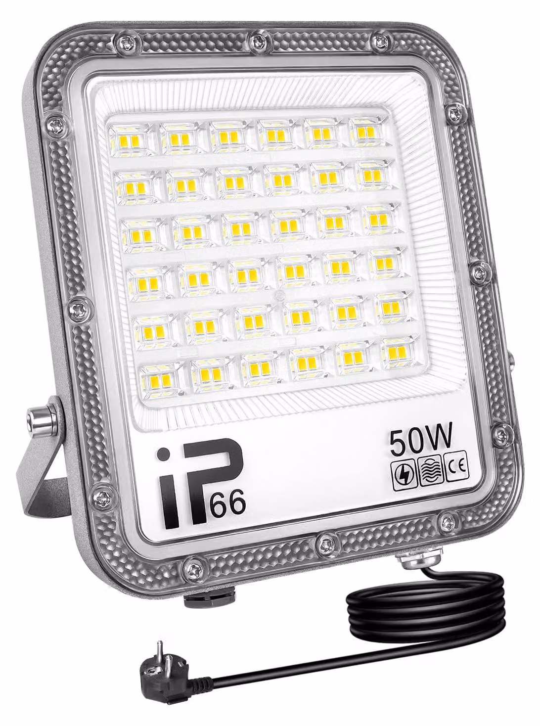 Faretto LED da esterno, 50W, 5000 lumen, 6000K, grado di protezione IP66, con spina