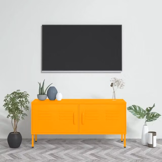 Mobile TV vidaXL in metallo giallo opaco L: 105 cm, P: 35 cm, H: 50 cm – 1