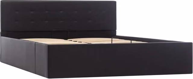 Letto matrimoniale | Letto per adulti | Giroletto con Contenitore Idraulico Nero Similpelle 140x200cm