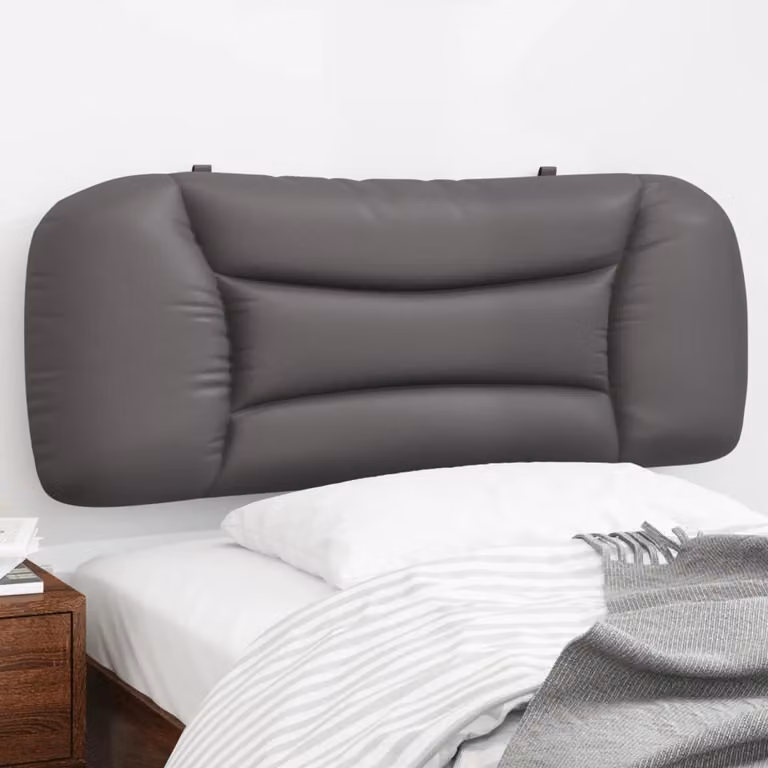 vidaXL Cuscino Testiera Hvar Grigio in Similpelle con Montaggio a Parete L: 110 cm, P: 48 cm, H: 15 cm