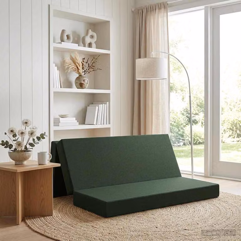 vidaXL Divano Letto Pieghevole Moderno Verde Scuro L: 180 cm, P: 67 cm, H: 45 cm