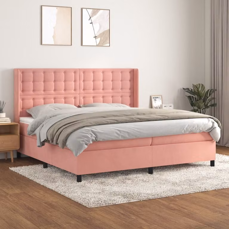 Maison Exclusive - Giroletto a Molle con Materasso Rosa 200x200 cm in Velluto