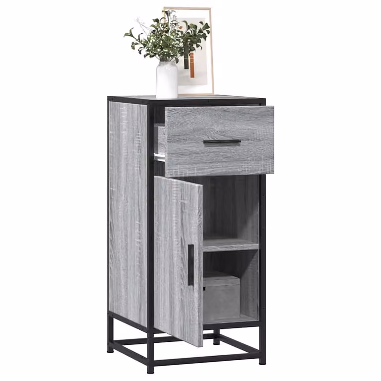 Credenza vidaXL in stile industriale Grigio Sonoma in MDF e Metallo L/P/H: 35,5 x 35,5 x 76 cm