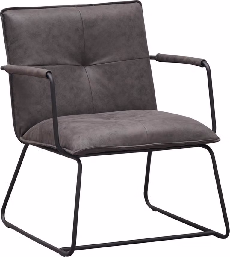 Sedia da pranzo - Imbottita - Schienale alto - Pelle finta - Con gambe in acciaio - Grigio