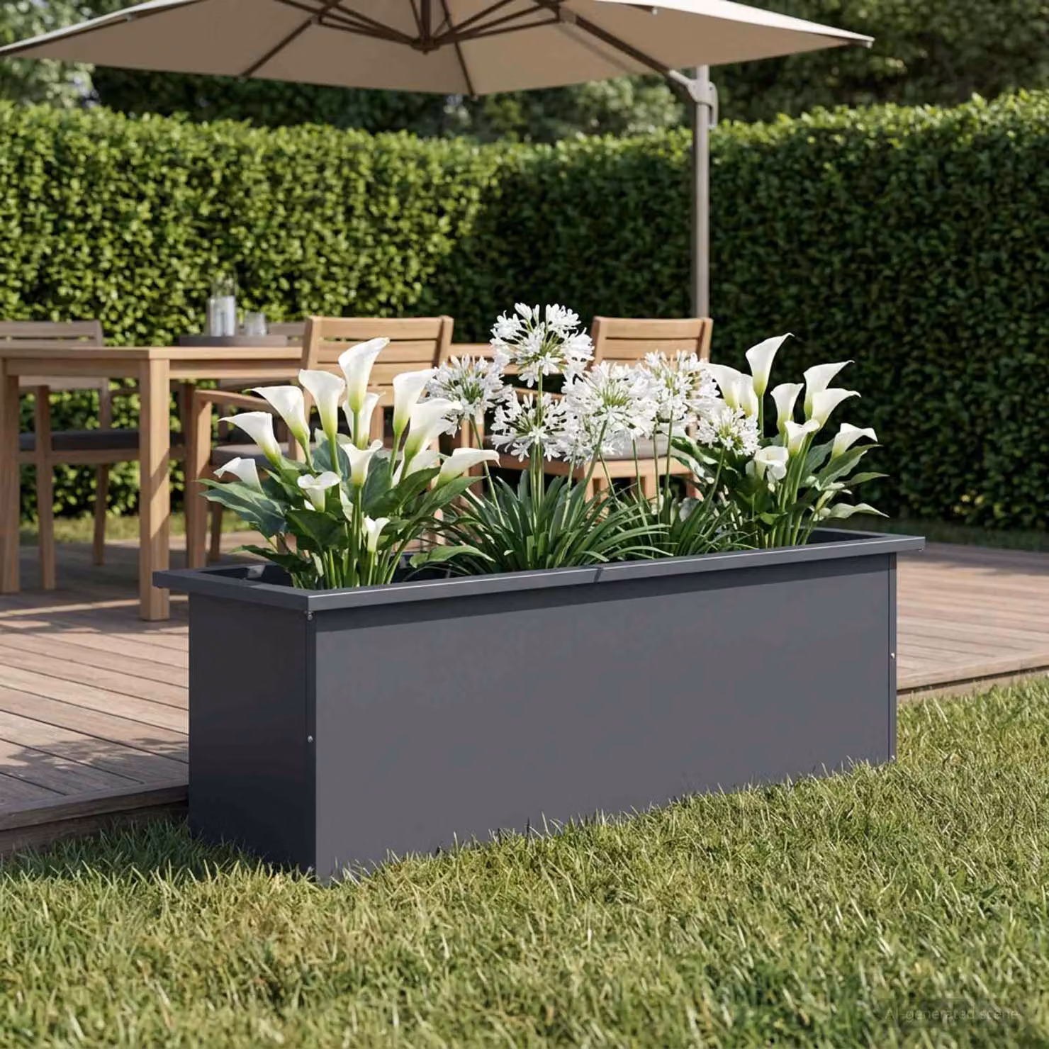 Fioriera da giardino con LED vidaXL in acciaio color antracite L 100 x P 30 x H 30 cm