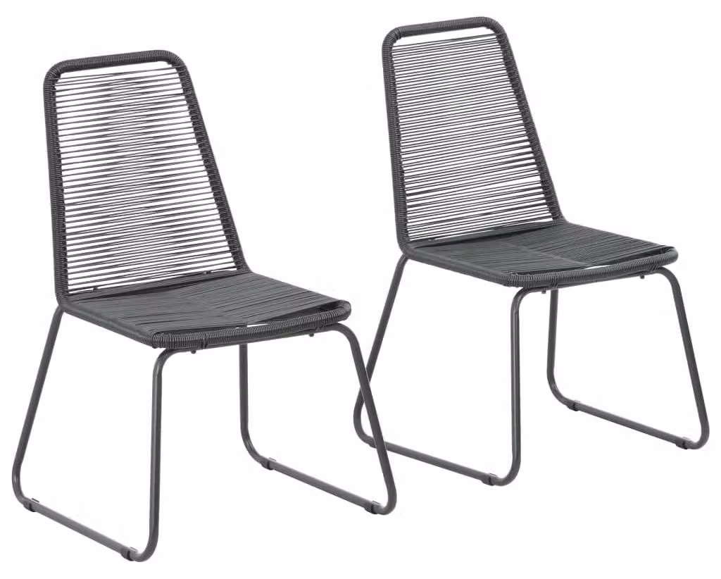 Set di 2 sedie da pranzo per esterni in rattan sintetico