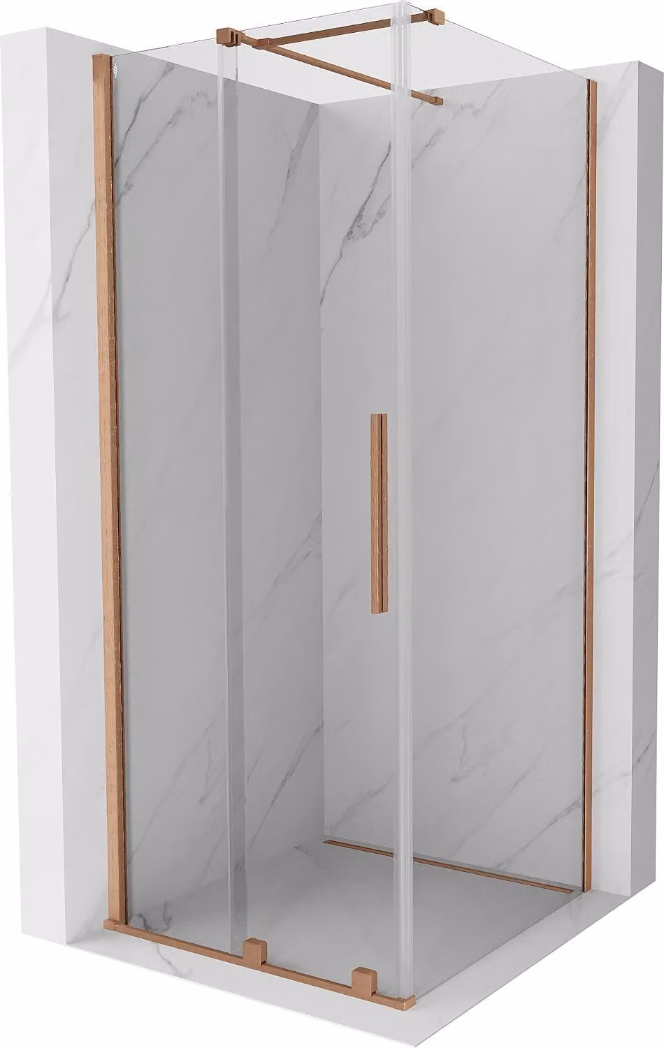 Mexen Velar cabina doccia scorrevole 110 x 110 cm, trasparente, rame spazzolato - 871-110-110-01-65