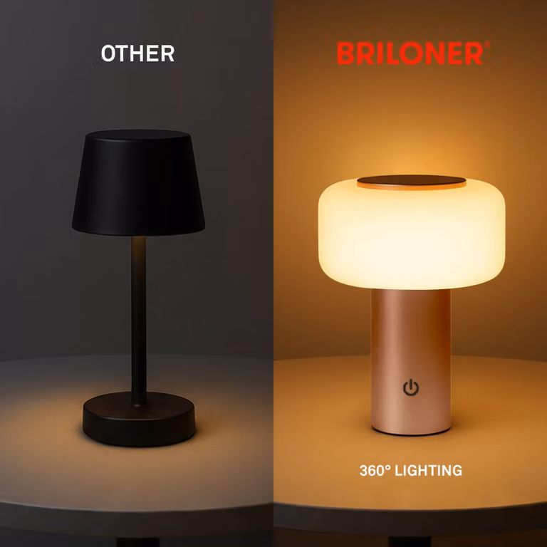 Briloner Lampada da tavolo LED ricaricabile Juna, marrone, IP44, dimmerabile, 20 cm dimmerabile, Marrone / Ruggine, Plastica, Moderno