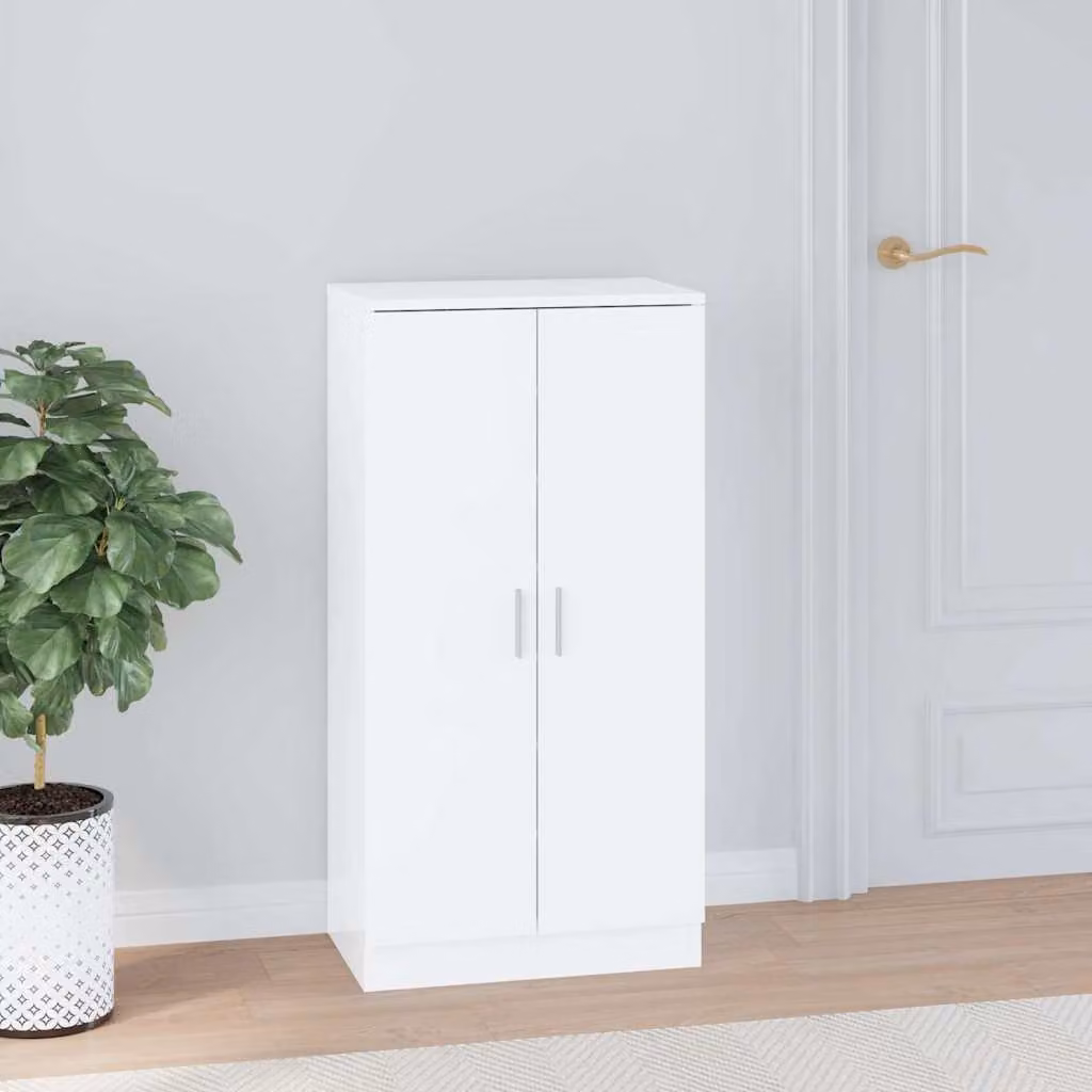vidaXL Scarpiera Bianco Lucido 55x35x108 cm in Legno Multistrato