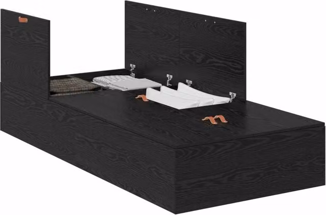 Letto singolo | Letto per adulti | Struttura letto con contenitore Rovere Nero 100 x 200 cm