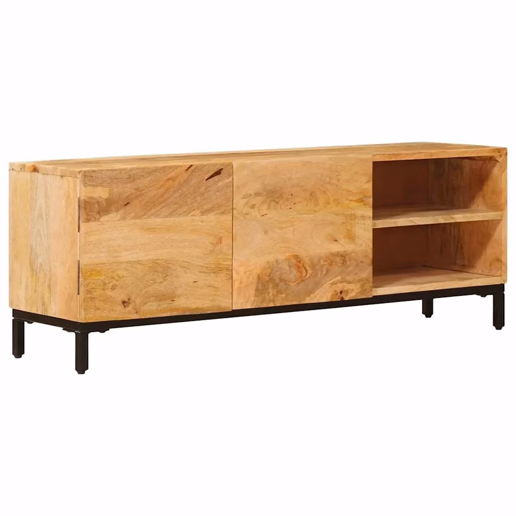 Armadio di stoccaggio moderno vidaXL in legno di mango e metallo, Marrone e Nero, L 110 x P 30 x H 40 cm – 2