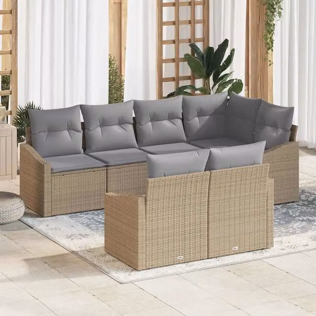 Set di divani 7 pz Beige polyrattan 3346760