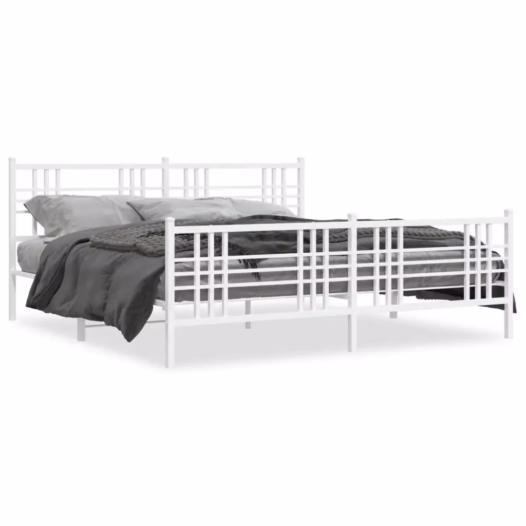 Letto con testiera e pediera in metallo bianco vidaXL L/P/H: 180 x 200 x 90 cm – 2