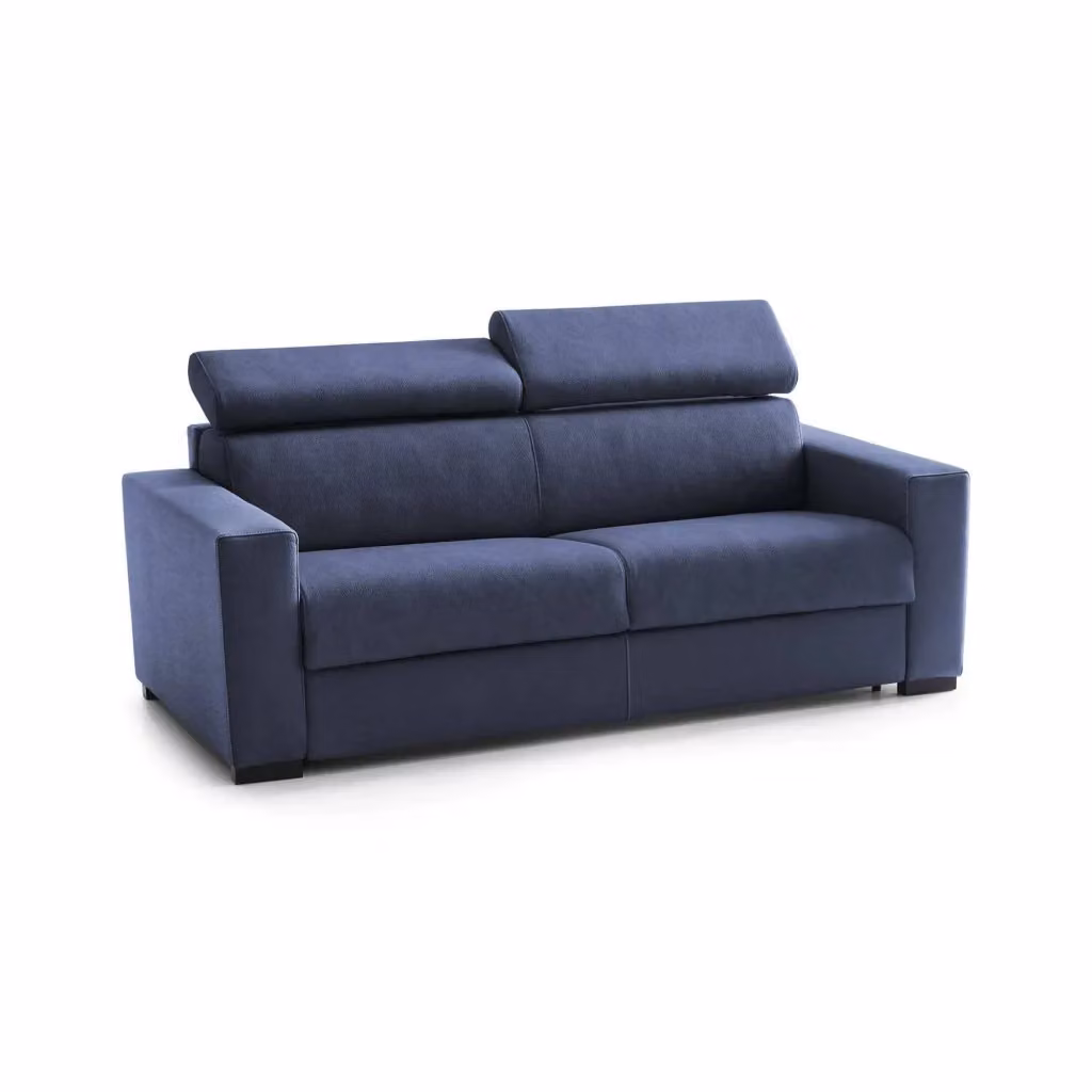 Divano a 2 posti Kiev Talamo Italia, modello moderno in tessuto blu con poggiatesta regolabili, L: 180 cm, P: 95 cm, H: 85 cm – 2