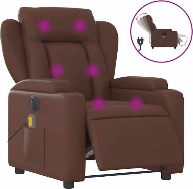 Poltrona Massaggiante | Sedia Relax Elettrica Marrone in Similpelle