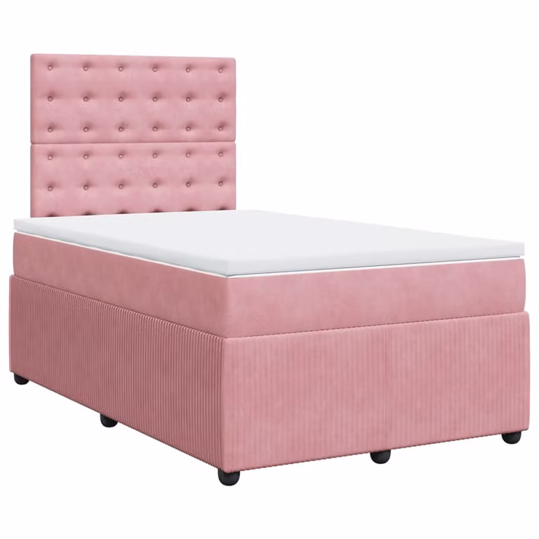Giroletto a Molle con Materasso Rosa 120x200 cm in Velluto
