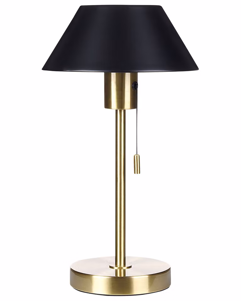 BELIANI Lampada da tavolo con paralume conico in ferro metallizzato nero e oro con interruttore illuminazione per ufficio moderna