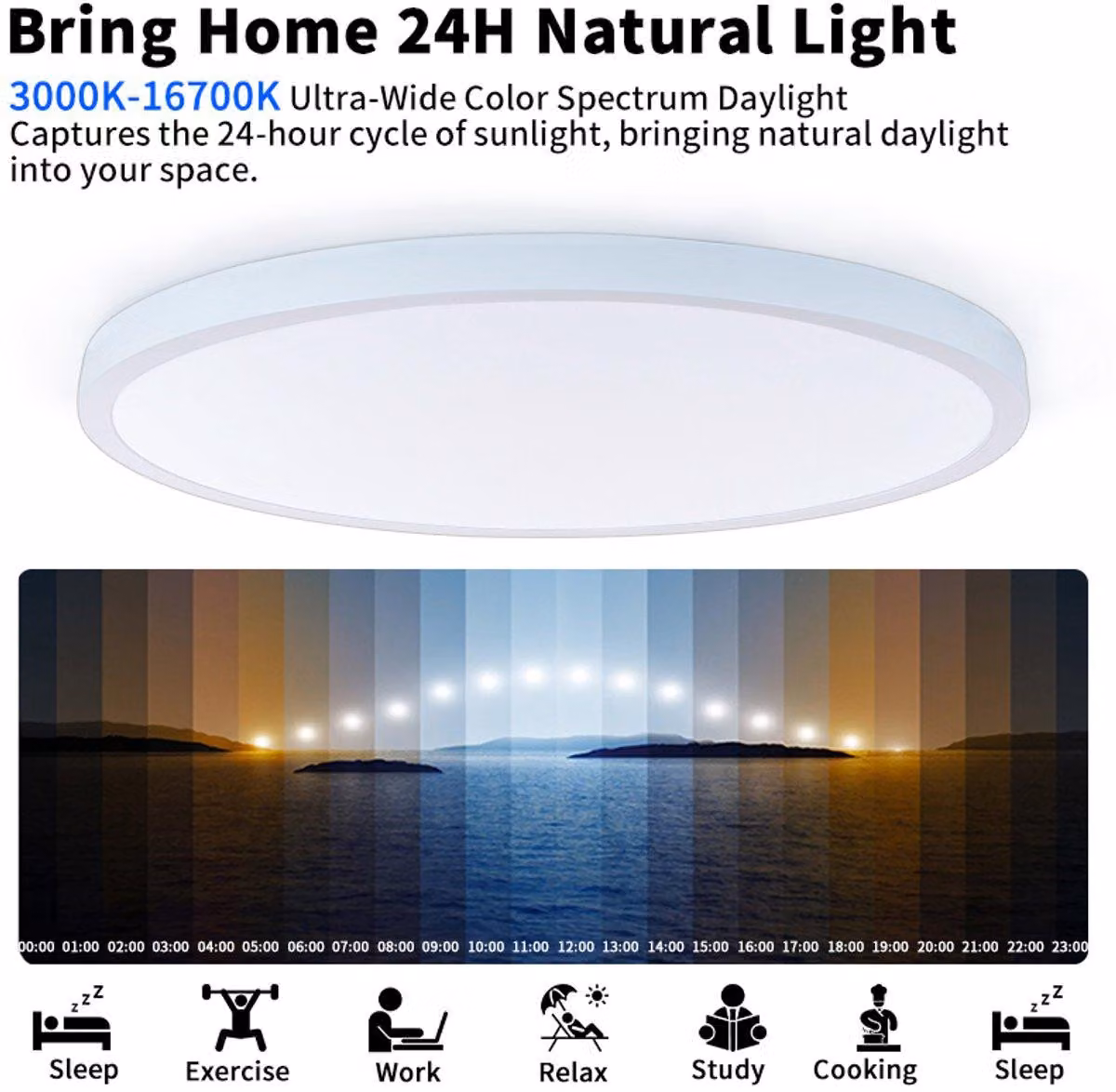 Lampada a soffitto intelligente - 50W - con telecomando - controllo vocale - spettro luminoso completo per interni