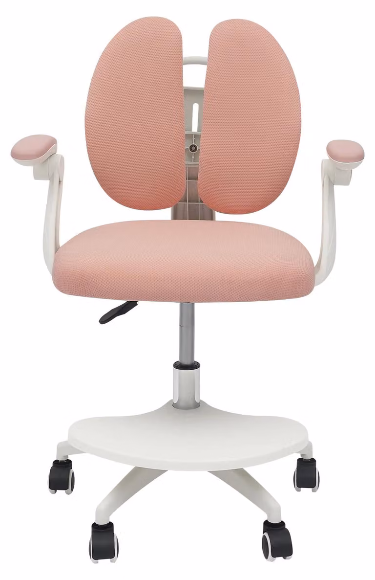 Sedia da scrivania regolabile per bambini - Sedia girevole ergonomica - 5 ruote - Poggiapiedi - Seduta imbottita - Con braccioli - Rosa