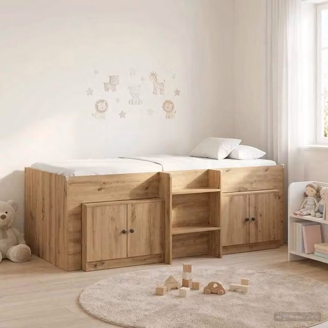 Struttura Letto Loft con Mobile 3 pz Rovere Artigianale 3423389