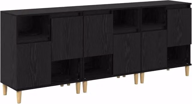 Credenza | Sideboards 3 pcs Rovere Nero 60 x 35 x 70 cm Legno multistrato