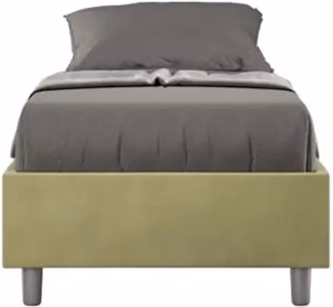 Letto singolo senza rete imbottito 90x200 microfibra tè verde Azelia