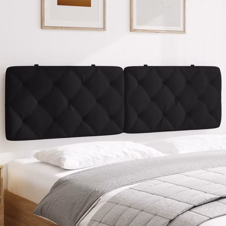 Testiera per letto imbottita vidaXL in velluto nero con design geometrico, L: 185 cm, H: 48 cm, P: 6 cm