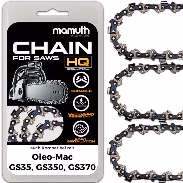 3 catene per motosega, lunghezza 40 cm, passo 1,3 mm, larghezza 3/8", modello 57 TG, compatibili con motoseghe Oleo-Mac GS35, GS350, GS370