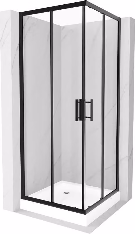 Mexen Rio cabina doccia quadrata 80 x 80 cm, trasparente, nero + piatto doccia Rio, bianco - 860-080-080-70-00-4510