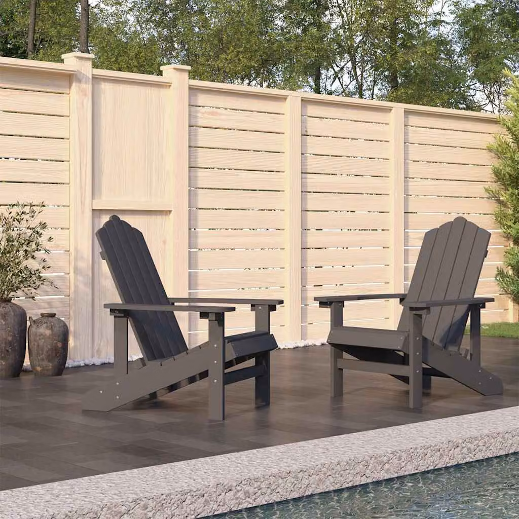 Set di 2 sedie da giardino Adirondack vidaXL in HDPE color antracite con braccioli e resistenza ai raggi UV