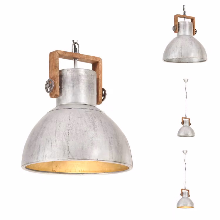 vidaXL Lampada a sospensione stile industriale 25 W argento rotonda 40 cm E27 -  Lampade