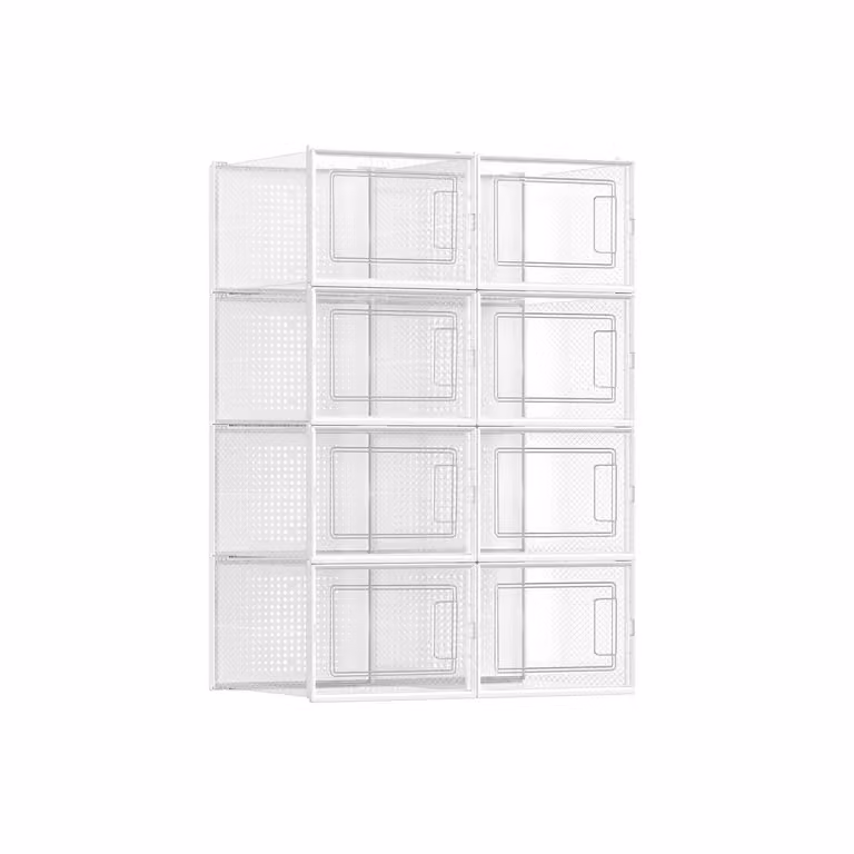 Scatole per Scarpe, Trasparente + Bianco / 35,0 x 25,0 x 18,5 cm (8 x Scatola per scarpe)