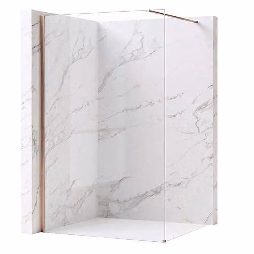Rea - Parete Doccia Flexi, Rame Spazzolato 140, Walk-In Senza Piatto Doccia, Vetro Di Sicurezza Temperato Trasparente 8mm, 120 X 140 X 195 cm