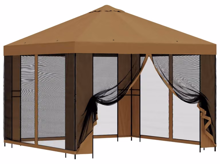 Gazebo da giardino con pareti laterali 3 x 3 m Beige