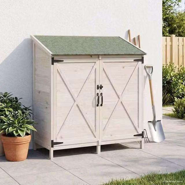 Rimessa Giardino Legno Pino 106x56x113.5cm Tetto Asfalto Porta Ventilata per Attrezzi
