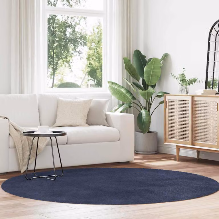 Tappeto Shaggy rotondo vidaXL NAVARRA Blu, L: 200 cm