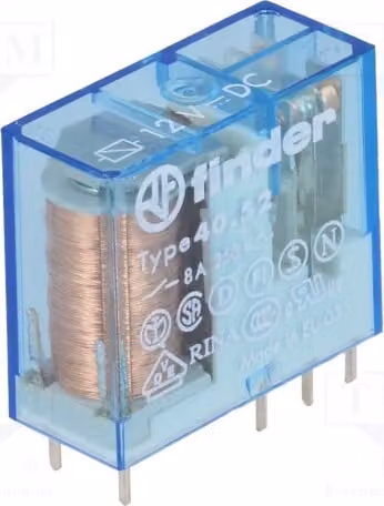 1 relè: elettromagnetico, 8A/250VAC, bobina: 12VDC, Mini 40.52.9.012.0000, elettrico