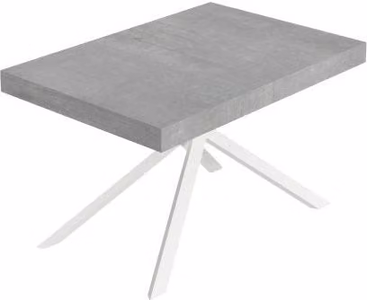 Tavolo Allungabile Niket GIORDANOSHOP Moderno con Piano in Cemento Grigio e Gambe Bianche L/P/H: 140-400 x 90 x 74 cm – 1
