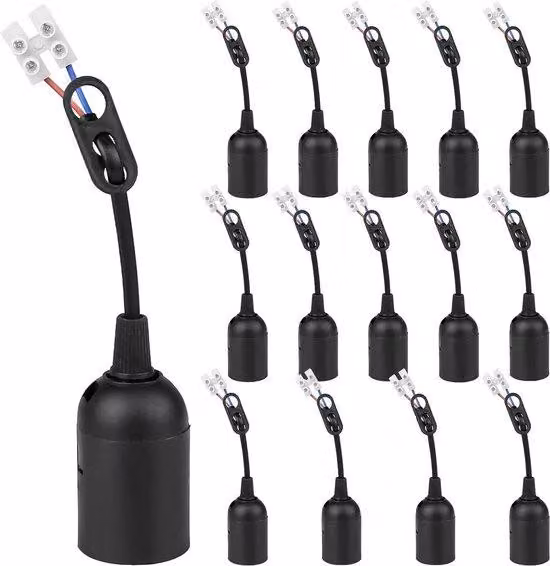 Portalampada di ricambio E27 4A 250V - Portalampada da restauro con cavo - Portalampada di ricambio per lampada da soffitto in soggiorno, camera da letto, cucina e ufficio - Nero