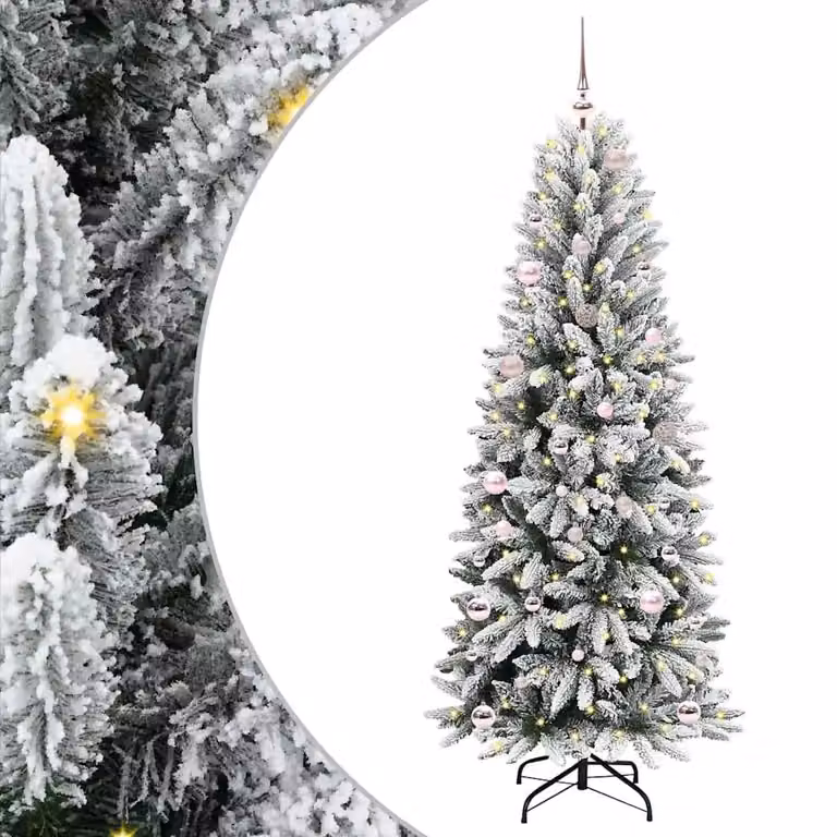 Albero di Natale artificiale moderno vidaXL bianco con luci LED bianco caldo