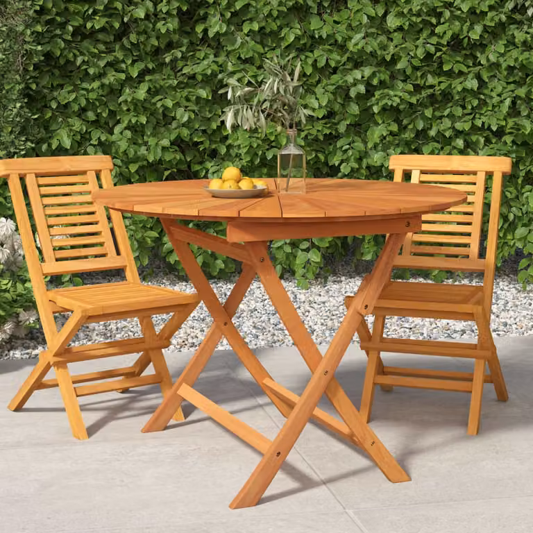 vidaXL Tavolo da Giardino Pieghevole Rotondo in Legno di Teak Marrone Ø 85 cm, H 75 cm