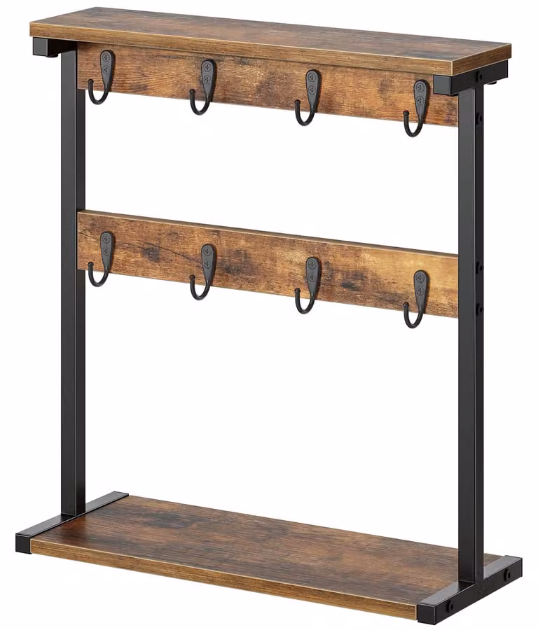 Omgoods - Portabicchieri con 8 ganci - Portaoggetti per bicchieri - Scaffale da cucina - Scaffale portaoggetti - Espositore - Realizzato in pannello di legno di alta qualità