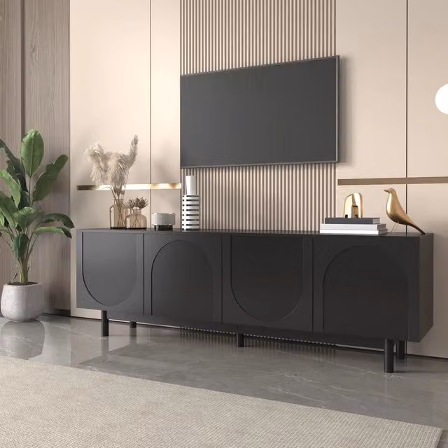 Mobile TV Lowboard ¨C Xylo ¨C Nero, 175x38x56 cm, Ripiani Regolabili